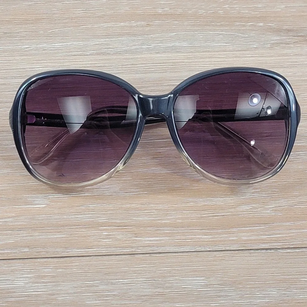 Calvin Klein Womens Butterfly Sunglasses Navy Blue Ombre Purple Gradient Lenses - Picture 5 of 6